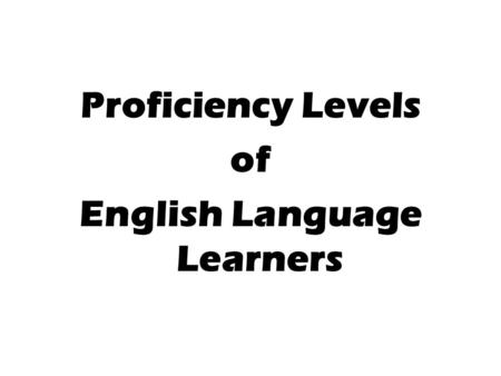 English Language Learners