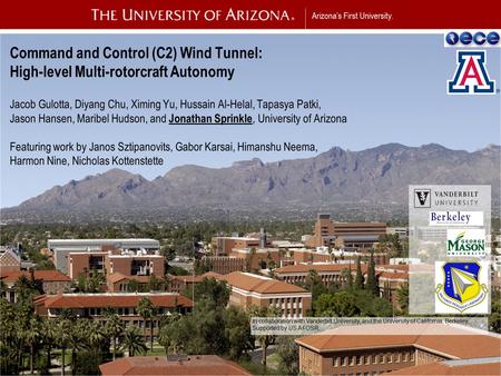 Arizona’s First University. Command and Control (C2) Wind Tunnel: High-level Multi-rotorcraft Autonomy Jacob Gulotta, Diyang Chu, Ximing Yu, Hussain Al-Helal,