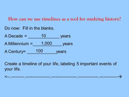 How can we use timelines as a tool for studying history?