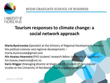 Tourism responses to climate change: a social network approach