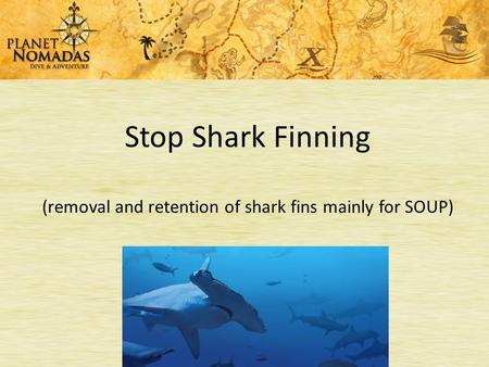 Stop Shark Finning (removal and retention of shark fins mainly for SOUP)