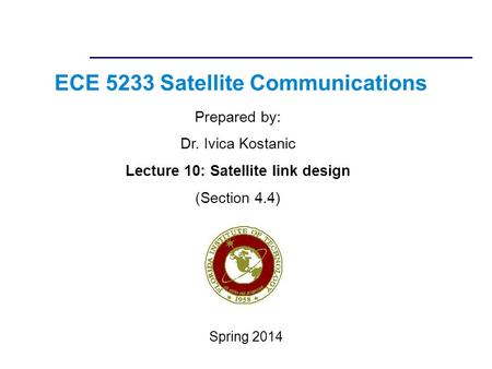 ECE 5233 Satellite Communications