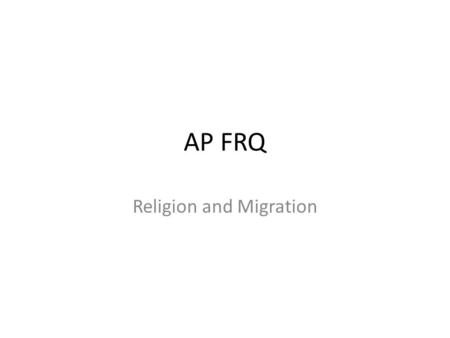 Religion and Migration