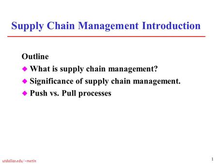 Supply Chain Management Introduction