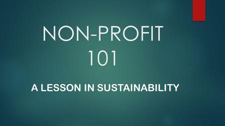 NON-PROFIT 101 A LESSON IN SUSTAINABILITY. Irv Schuetzner NON-PROFIT EXPERIENCE United Way 41 years NYSP 26 years Mountaineer Boys.