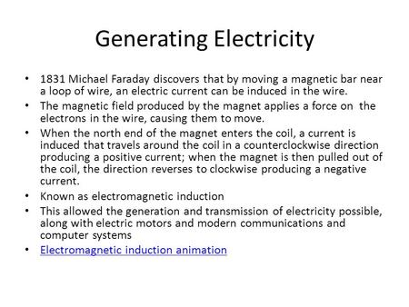 Generating Electricity