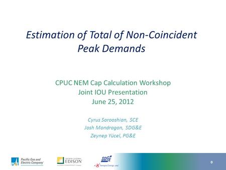 Overview – Non-coincident Peak Demand