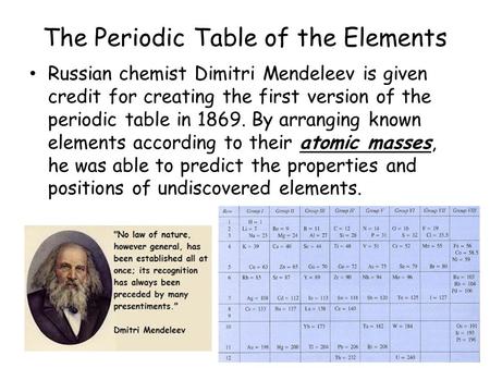 The Periodic Table of the Elements