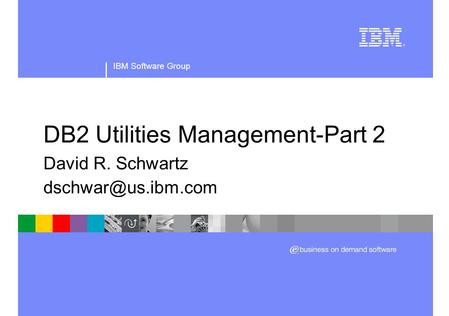 IBM Software Group DB2 Utilities Management-Part 2 David R. Schwartz