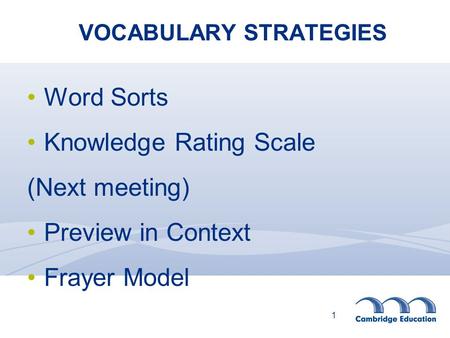 VOCABULARY STRATEGIES