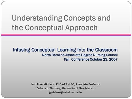 Understanding Concepts and the Conceptual Approach