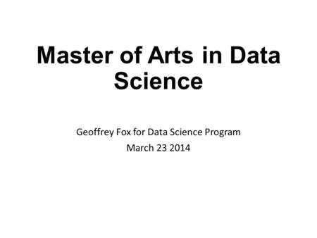 Master of Arts in Data Science