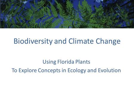 Biodiversity and Climate Change