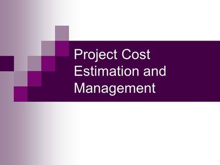 Project Cost Estimation and Management