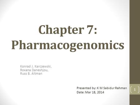 Chapter 7: Pharmacogenomics