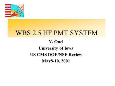 WBS 2.5 HF PMT SYSTEM Y. Onel University of Iowa US CMS DOE/NSF Review May8-10, 2001.