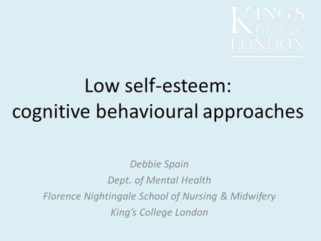 Low self-esteem: cognitive behavioural approaches