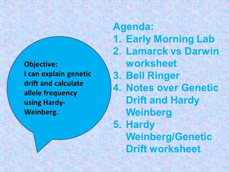 Lamarck vs Darwin worksheet Bell Ringer