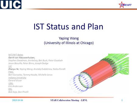 2013-10-161 STAR HFT STAR Collaboration Meeting - LBNL MIT/MIT-Bates Gerrit van Nieuwenhuizen, Stephen Steadman, Jim Kelsey, Ben Buck, Peter Goodwin Jason.