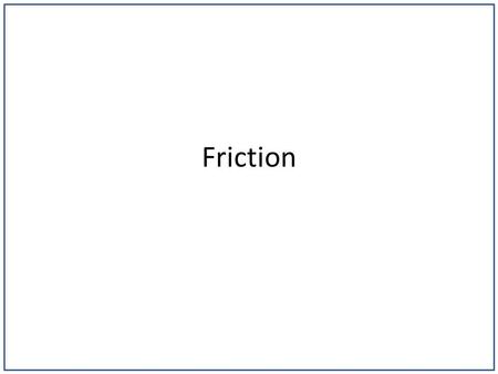 Friction. Warm up Come in quietly, get your journal from the appropriate bin, complete the following on the next available page: Draw the force diagram.