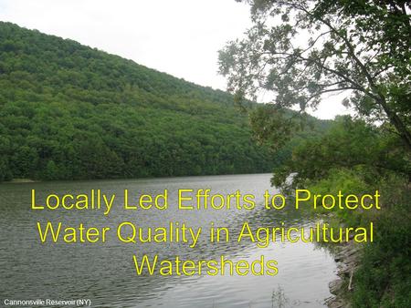 Cannonsville Reservoir (NY). Why Form Watershed Organizations to Protect Water Quality? Nutrients (nitrogen and phosphorus), sediment, herbicides, and.