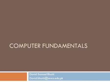 Computer Fundamentals