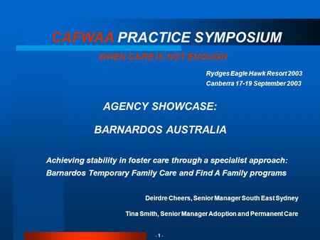 CAFWAA PRACTICE SYMPOSIUM