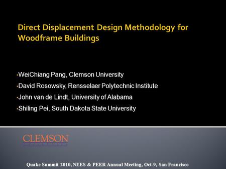 Direct Displacement Design Methodology for Woodframe Buildings