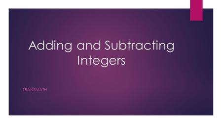 Adding and Subtracting Integers