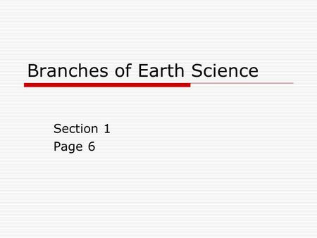 Branches of Earth Science