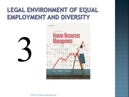 © 2011 by Nelson Education Ltd. 3.  Canada’s Legal Framework Distinct and complex. Comprised of two sets of laws governing workers in federal or provincial.