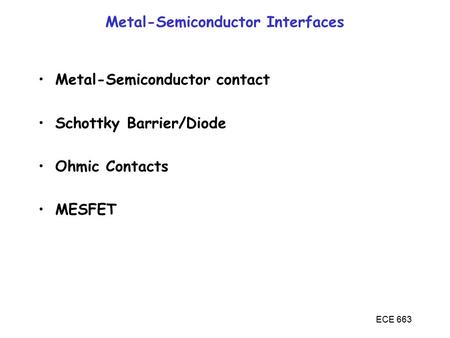 Metal-Semiconductor Interfaces