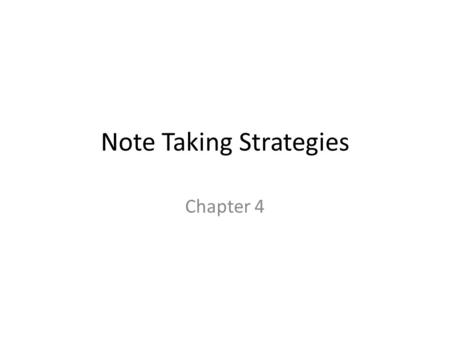 Note Taking Strategies