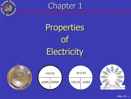 MElec-Ch1 - 1 Chapter 1 Properties of Electricity Properties of Electricity.