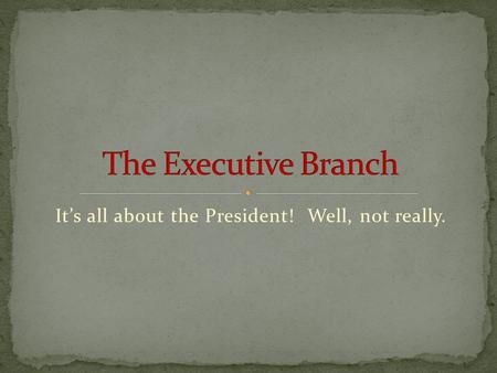 It’s all about the President! Well, not really.. Chief of State The President is chief of state. This means he is the ceremonial head of the government.