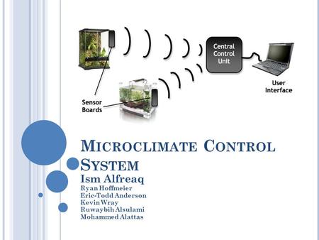 M ICROCLIMATE C ONTROL S YSTEM Ism Alfreaq Ryan Hoffmeier Eric-Todd Anderson Kevin Wray Ruwaybih Alsulami Mohammed Alattas.