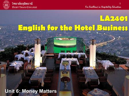 LA2401 English for the Hotel Business