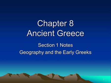 Chapter 8 Ancient Greece