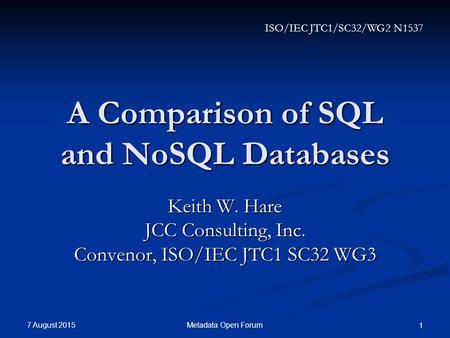 A Comparison of SQL and NoSQL Databases