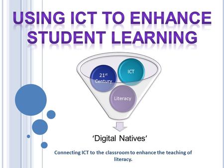 Connecting ICT to the classroom to enhance the teaching of literacy. ‘ Digital Natives ’ Literacy 21 st Century ICT.