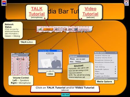 Media Bar Tutorial TALK button Network Status (Click on icon for additional transfer rate information.) Green = Strong Network Status (Click on icon for.