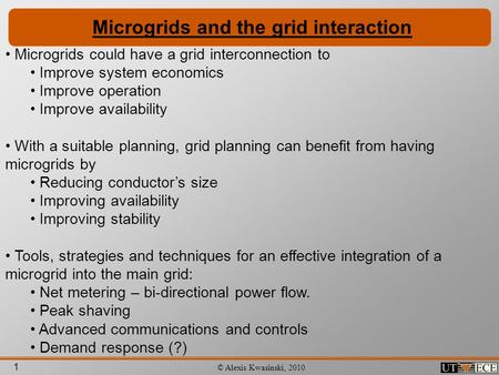 Microgrids and the grid interaction