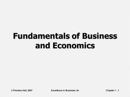 Fundamentals of Business and Economics