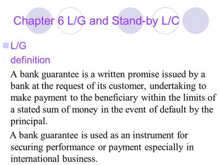 Chapter 6 L/G and Stand-by L/C