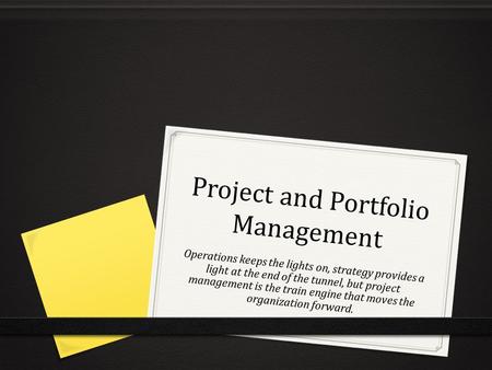 Project and Portfolio Management