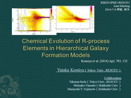 Yutaka Komiya （ Tokyo Univ., RESCEU ） Collaborators Takuma Suda （ Tokyo Univ., RESCEU ） Shimako Yamada （ Hokkaido Univ. ） Masayuki Y. Fujimoto （ Hokkaido.