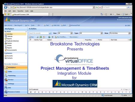 Brookstone Technologies Presents Project Management & TimeSheets Integration Module for.