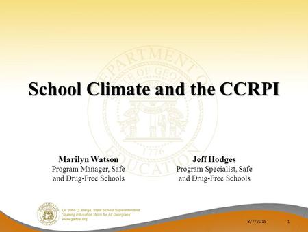 School Climate and the CCRPI