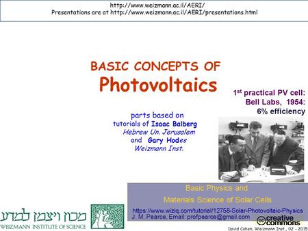 BASIC CONCEPTS OF Photovoltaics