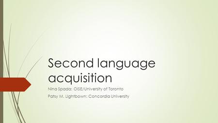 Second language acquisition